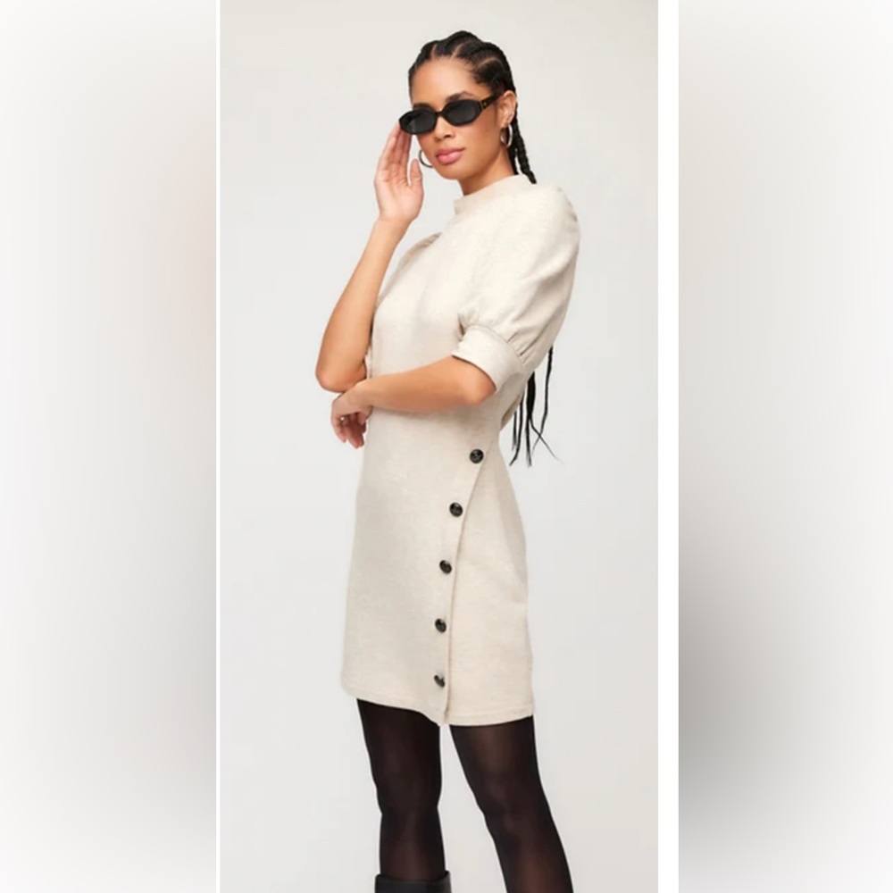 Fifteen Twenty Elise Cream Button-Detail Dress